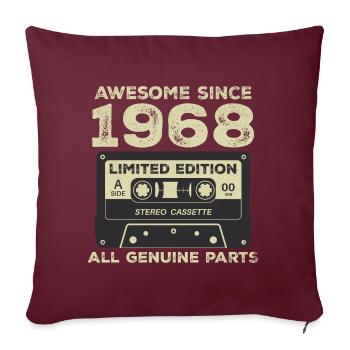 1968 Anniversaire Né En 1968 Vintage Rétro - Housse de coussin décorative 45 x 45 cm - bordeaux - Devant