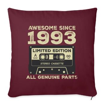 1993 Anniversaire Né En 1993 Vintage Rétro - Housse de coussin décorative 45 x 45 cm - bordeaux - Devant