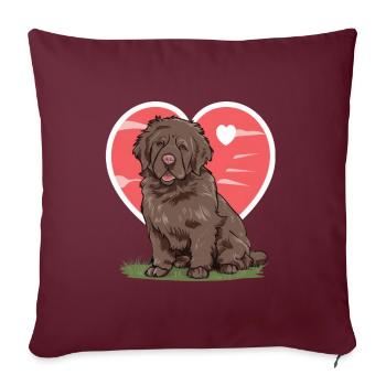 Neufundländer Hund mit großem Herzen - Sofakissenbezug 45 x 45 cm - Burgunderrot - Vorne