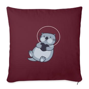 Les loutres d’astronautes dans l’espace - Housse de coussin décorative 45 x 45 cm - bordeaux - Devant