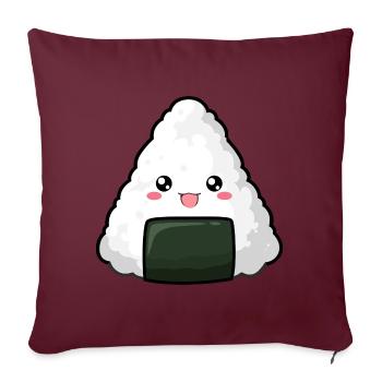 Kawaii Onigiri - Chemise Anime - Housse de coussin décorative 45 x 45 cm - bordeaux - Devant