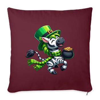 Fête de la Saint-Patrick zèbre Cartoon Pot de chemise d’or - Housse de coussin décorative 45 x 45 cm - bordeaux - Devant