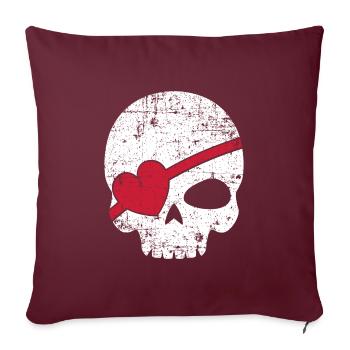 Cadeau de crâne pirate cache-œil pirate - Housse de coussin décorative 45 x 45 cm - bordeaux - Devant