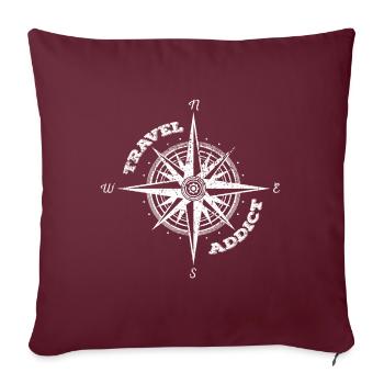 Cadeau de voyage toxicomane Voyage - Housse de coussin décorative 45 x 45 cm - bordeaux - Devant