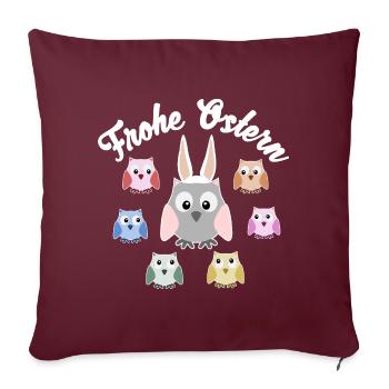 Joyeuses Pâques hibou hibou aigle hibou oreilles de lapin - Housse de coussin décorative 45 x 45 cm - bordeaux - Devant