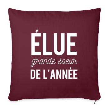 Elue grande sœur de l'année - Housse de coussin décorative 45 x 45 cm - bordeaux - Devant