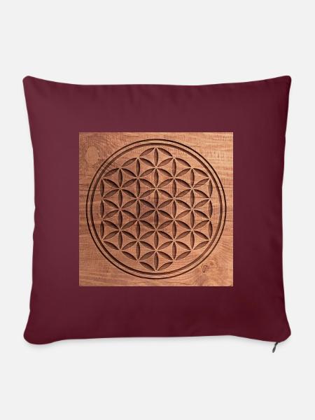 Flower Of Life - Wood Cut Out 2 - Sofakissenbezug 45 x 45 cm - Burgunderrot
