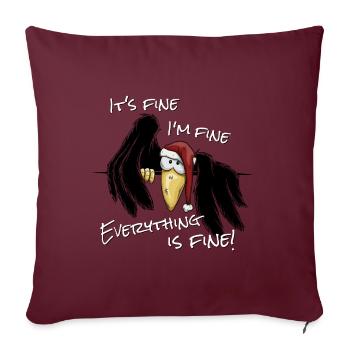 I am Fine Alles Gut xMas Krähe Weihnachts-Rabe - Sofakissenbezug 45 x 45 cm - Burgunderrot - Vorne