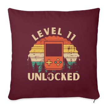 Level 11 freigeschaltet - Sofakissenbezug 45 x 45 cm - Burgunderrot - Vorne