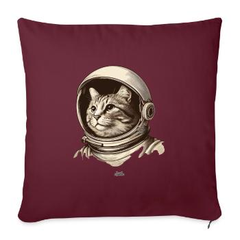 Cosmonaute Cat - Housse de coussin décorative 45 x 45 cm - bordeaux - Devant