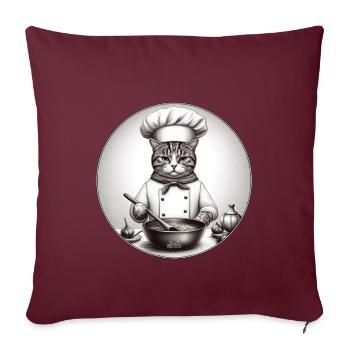 Katze Koch - Sofakissenbezug 45 x 45 cm - Burgunderrot - Vorne