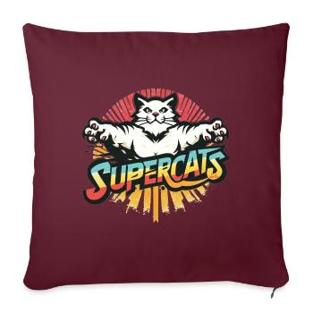 Supercats 4 Logo - Sofakissenbezug 45 x 45 cm - Burgunderrot - Vorne