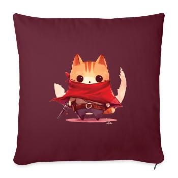 Katze als Cowboy verkleidet - Sofakissenbezug 45 x 45 cm - Burgunderrot - Vorne