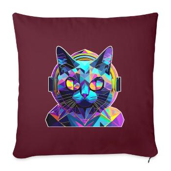 Musik Katze - Sofakissenbezug 45 x 45 cm - Burgunderrot - Vorne