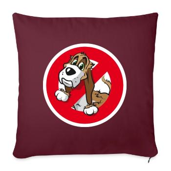 No Dogs - Hunde Verbotsschild - Sofakissenbezug 45 x 45 cm - Burgunderrot - Vorne
