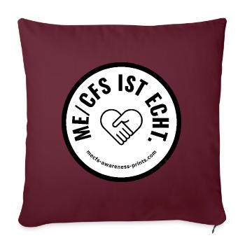 ME/CFS IS REAL 🤍 rond - blanc - Housse de coussin décorative 45 x 45 cm - bordeaux - Devant
