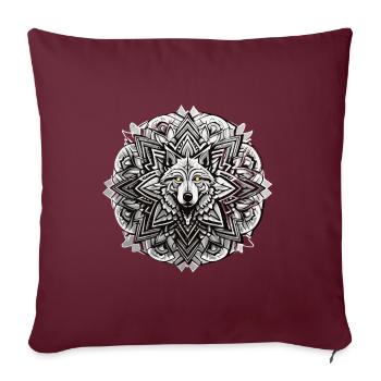 Wolf Mandala Indianer Design - Sofakissenbezug 45 x 45 cm - Burgunderrot - Vorne