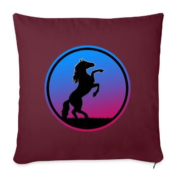 Pferd Springreiter Springpferd Galopp Pferdestall - Sofakissenbezug 45 x 45 cm - Burgunderrot - Vorne