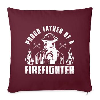 Fier père d’un pompier - Papa pompier - Housse de coussin décorative 45 x 45 cm - bordeaux - Devant