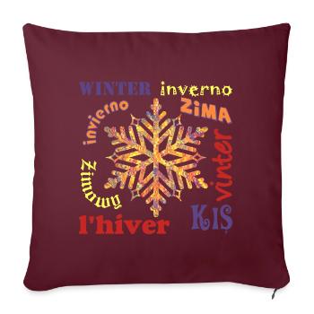 Hiver multilingue E 53 - Housse de coussin décorative 45 x 45 cm - bordeaux - Devant