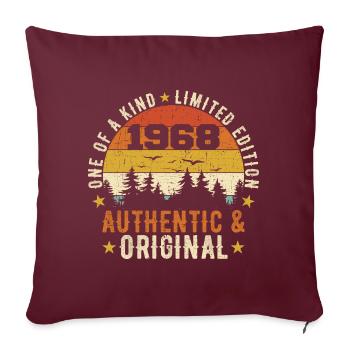 Original 1968 Cadeau D'anniversaire 1968 Authentic - Housse de coussin décorative 45 x 45 cm - bordeaux - Devant