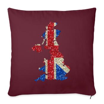 Grande carte Bretagne drapeau Glitter fierté locale - Housse de coussin décorative 45 x 45 cm - bordeaux - Devant