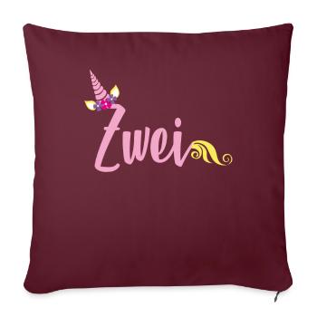 Licorne 2ème anniversaire - Housse de coussin décorative 45 x 45 cm - bordeaux - Devant