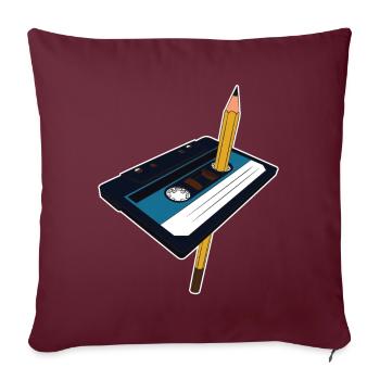 Cassette cassette crayon 90ers 80 cadeau - Housse de coussin décorative 45 x 45 cm - bordeaux - Devant