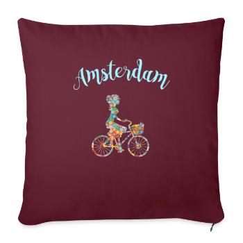 Cadeau Souvenir Vélo Amsterdam T-Shirt - Housse de coussin décorative 45 x 45 cm - bordeaux - Devant
