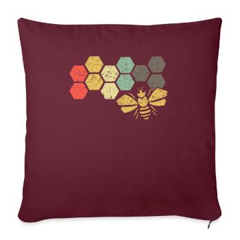 Bienen Bee Imker Naturschutz Retro bunt Geschenk - Sofakissenbezug 45 x 45 cm - Burgunderrot - Vorne