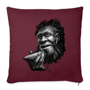 Caveman voyage dans le temps - Housse de coussin décorative 45 x 45 cm - bordeaux - Devant