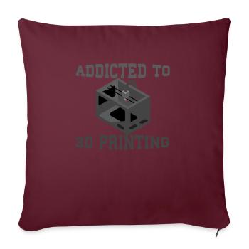 Accro à l'impression 3D. Accro à l'impression 3D - Housse de coussin décorative 45 x 45 cm - bordeaux - Devant