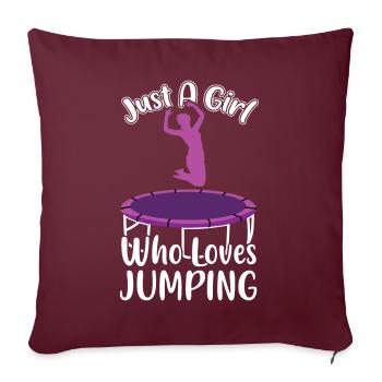 Une fille aime sauter sur le trampoline - Housse de coussin décorative 45 x 45 cm - bordeaux - Devant