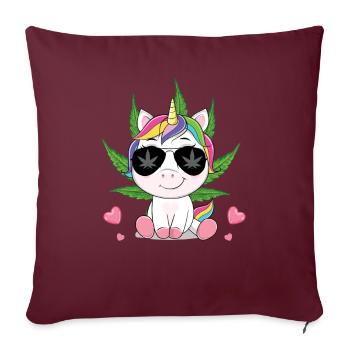 Kiffer Licorne Kiffenend bekiffte Unicorn feuille - Housse de coussin décorative 45 x 45 cm - bordeaux - Devant
