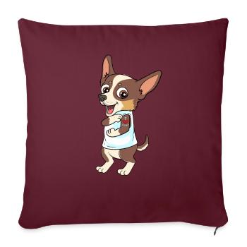 Chihuahua I love mom heart for one - Sofa pillowcase 17,3'' x 17,3'' (45 x 45 cm) - burgundy - Front