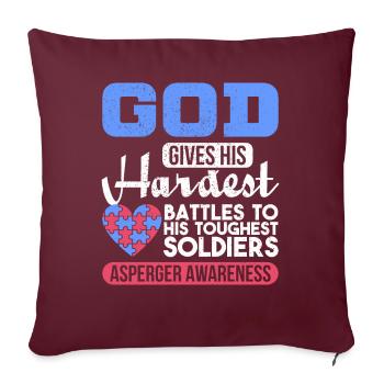 Cadeau d'autisme d'Asperger autiste - Housse de coussin décorative 45 x 45 cm - bordeaux - Devant