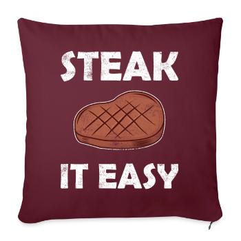 Steak it Easy - dicton drôle griller - Housse de coussin décorative 45 x 45 cm - bordeaux - Devant