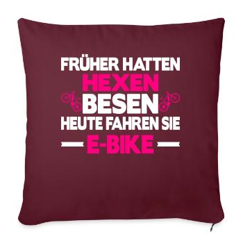e-bike fahrrad elektrofahrrad damen frauen - Sofakissenbezug 45 x 45 cm - Burgunderrot - Vorne