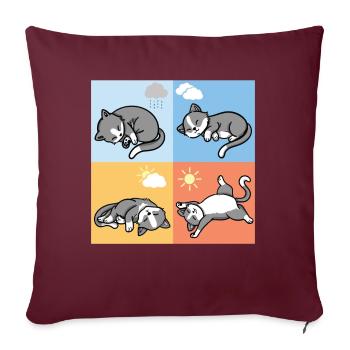drôle de temps dormant les chats câlins tenue - Housse de coussin décorative 45 x 45 cm - bordeaux - Devant
