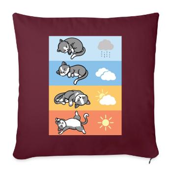 drôle de temps dormant les chats câlins tenue - Housse de coussin décorative 45 x 45 cm - bordeaux - Devant