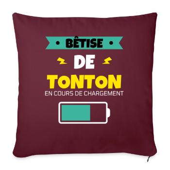tonton bêtise cadeau noel humour famille - Housse de coussin décorative 45 x 45 cm - bordeaux - Devant