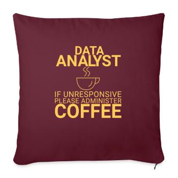 "Data Analyst Coffee | Data Scientist" - Sofakissenbezug 45 x 45 cm - Burgunderrot - Vorne