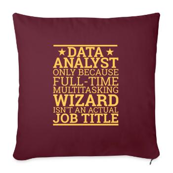 "Data Analyst Wizard | Data Scientist" - Sofakissenbezug 45 x 45 cm - Burgunderrot - Vorne