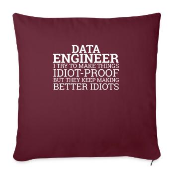 "Data Engineer Idiot | Data Scientist" - Sofakissenbezug 45 x 45 cm - Burgunderrot - Vorne