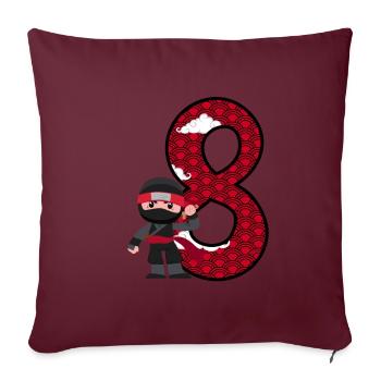 8ème anniversaire Garçon Ninja 8 ans Ninja Costume - Housse de coussin décorative 45 x 45 cm - bordeaux - Devant
