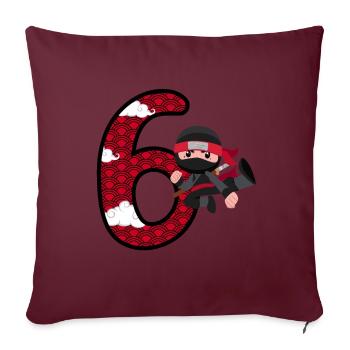 6ème anniversaire Jeune Ninja 6 ans Ninja Costume - Housse de coussin décorative 45 x 45 cm - bordeaux - Devant