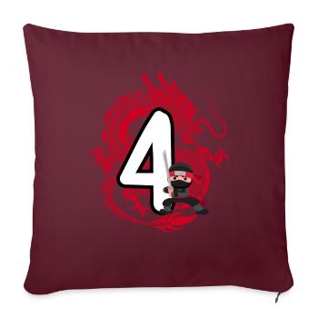 4ème anniversaire Garçon 4 ans Ninja Dragon Costume - Housse de coussin décorative 45 x 45 cm - bordeaux - Devant