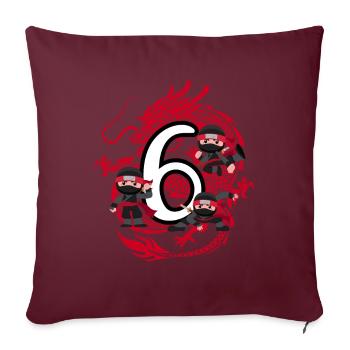 6ème anniversaire Garçon 6 ans Ninja Dragon Costume - Housse de coussin décorative 45 x 45 cm - bordeaux - Devant
