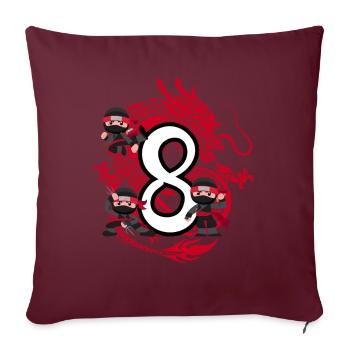 8ème anniversaire Garçon 8 ans Ninja Dragon Costume - Housse de coussin décorative 45 x 45 cm - bordeaux - Devant
