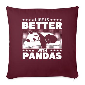 Panda Lover Pandas Panda Cadeau - Housse de coussin décorative 45 x 45 cm - bordeaux - Devant